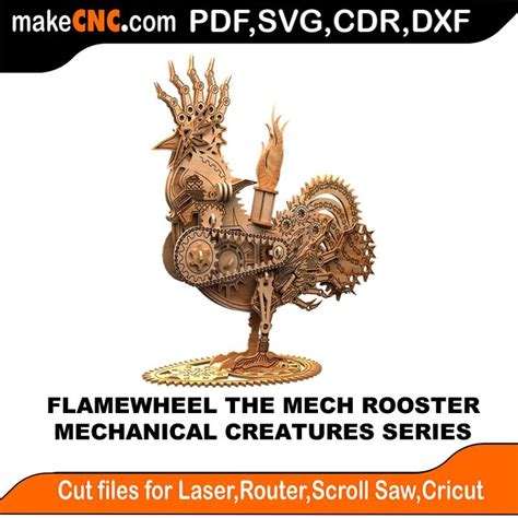 cnc rooster|Flamewheel the Mechanical Rooster : 3D Puzzle, Laser Cut, .
